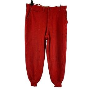 Vintage Western Field Red Wool Snow Pant Jogger Tapered Button Zip 36 Inch Waist
